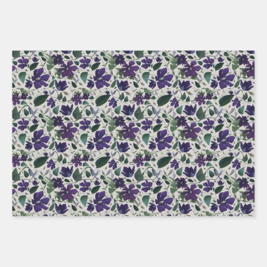 Blumenkohl Lila Clematis Trio Dekoupage Geschenk Geschenkpapier Set (Vorderseite 3)