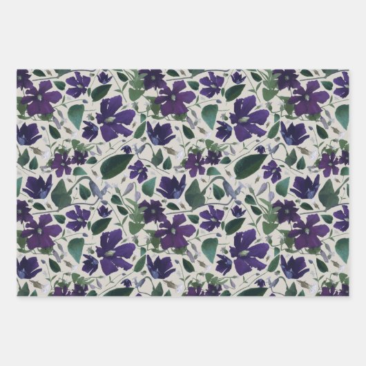 Blumenkohl Lila Clematis Trio Dekoupage Geschenk Geschenkpapier Set (Vorderseite 2)