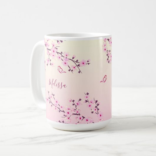 Blumenkohl-Monogramm Rosa Kaffeetasse (Vorderseite Links)
