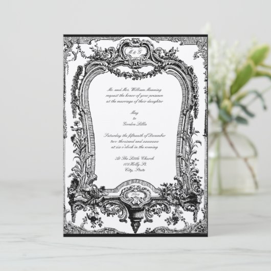 Blumenkohl, Obst, Bird Baroque Rokoko Einladung (Stehend Vorderseite)