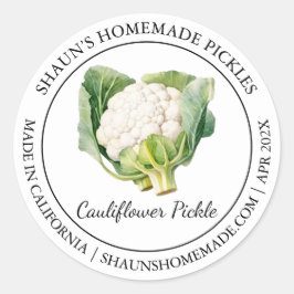 Blumenkohl Pickle Modernes Label Runder Aufkleber