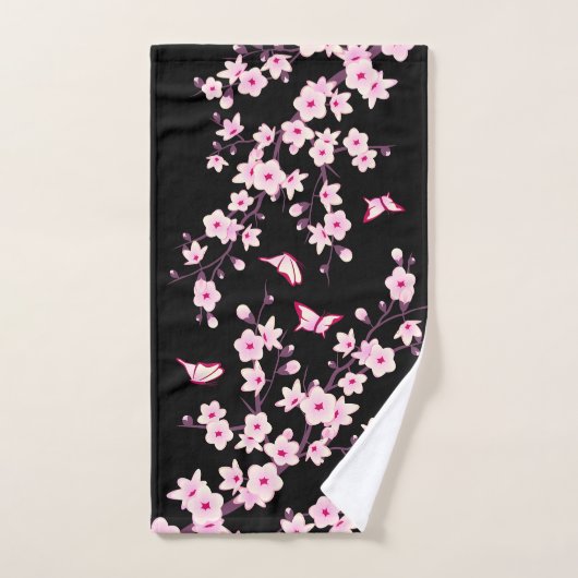 Blumenkohl PINK BLACK Badhandtuch Set (Handtuch)