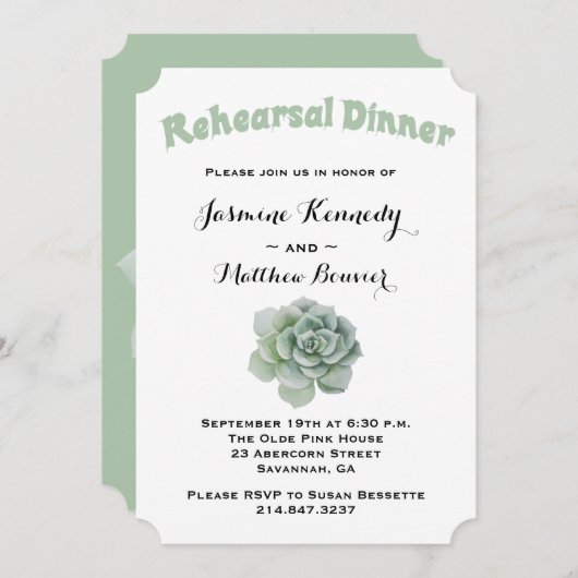 Blumenkohl Probe Abendessen Grüner Kakteen Einladung (Vorne/Hinten)