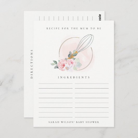 Blumenkohl Rezept Anfrage Kinderdusche Postkarte (Vorne/Hinten)