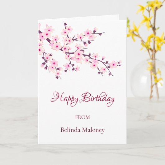 Blumenkohl Rosa | Benutzerdefinierter Geburtstag Karte (Gelbe Blume)