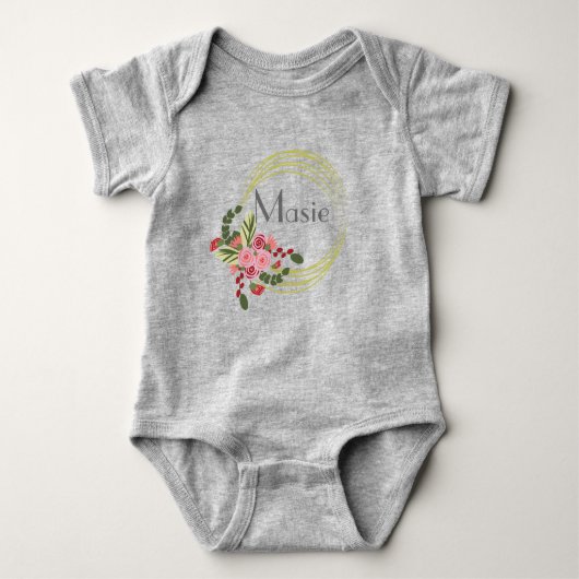 Blumenkohl Rose Personalisiert Name Baby Bodysuit Baby Strampler (Vorderseite)