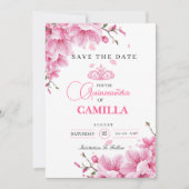 Blumenkohl Rose Quinceañera Save The Date (Vorderseite)