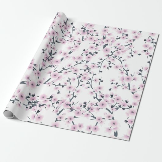 Blumenkohl Sakura Rosa Weißes Muster Geschenkpapier (Ungerollt)