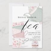 Blumenkohl & Tee Cups Pink Brautparty Einladung (Vorderseite)