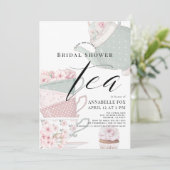 Blumenkohl & Tee Cups Pink Brautparty Einladung (Stehend Vorderseite)