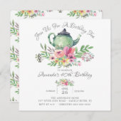 Blumenkohl Teekanne Geburtstagsparty Einladung (Vorne/Hinten)