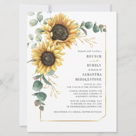 Blumenkohl und Brautparty Einladung (Vorderseite)