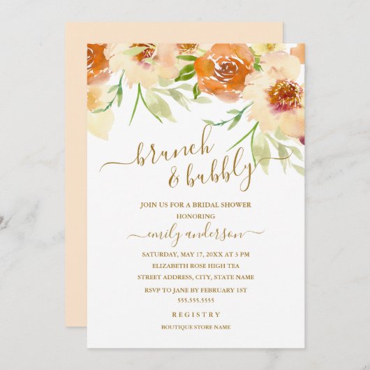 Blumenkohl und Brautparty Einladung (Vorne/Hinten)