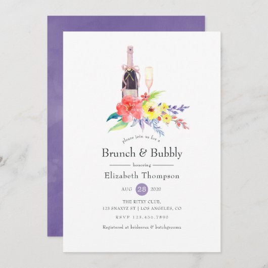 Blumenkohl und Brautparty Einladung (Vorne/Hinten)