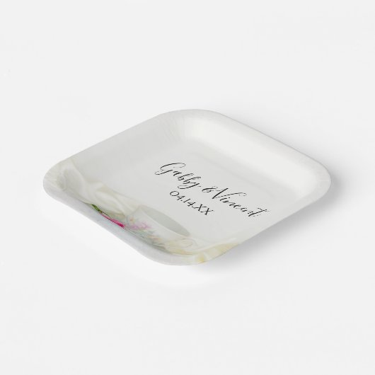 Blumenkohl und Rosenhochzeit Pappteller (Gewinkelt)