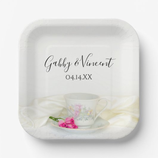 Blumenkohl und Rosenhochzeit Pappteller (Vorderseite)