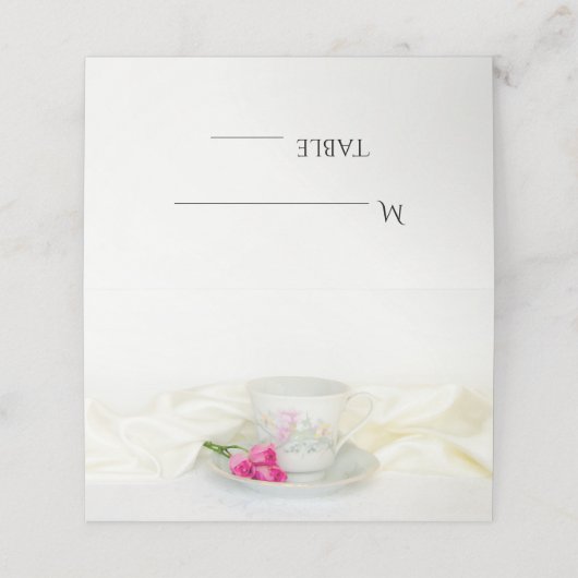 Blumenkohl und Rosenhochzeit Platzkarte (Außenseite Aufgefaltet)