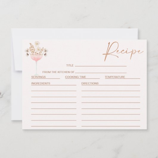Blumenkohl-Wildblumen Brautparty Rezeptkarte Einladung (Vorderseite)