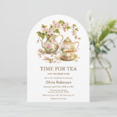 Blumenkohl-Zeit für Tee-Brautparty Einladung (Stehend Vorderseite)