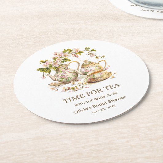 Blumenkohl-Zeit für Tee-Brautparty Runder Pappuntersetzer (Angewinkelt)