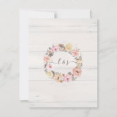 Blumenkohlblush Rose Weißes Holz Hochzeitdetails Einladung (Rückseite)