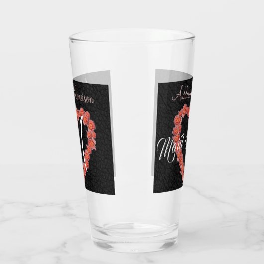 Blumenkohlensortiment Rose Heart Monogram Glas (Links)