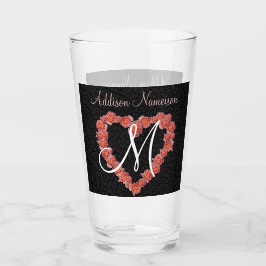 Blumenkohlensortiment Rose Heart Monogram Glas (Vorderseite)