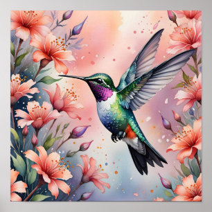 Blumenkolibri-Plakat Poster