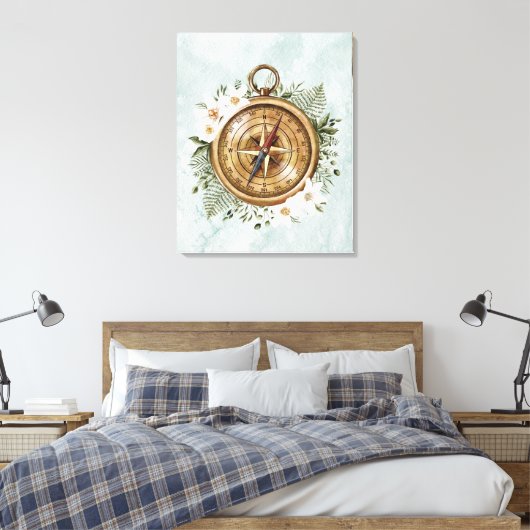Blumenkompass Leinwanddruck (Insitu (Schlafzimmer))
