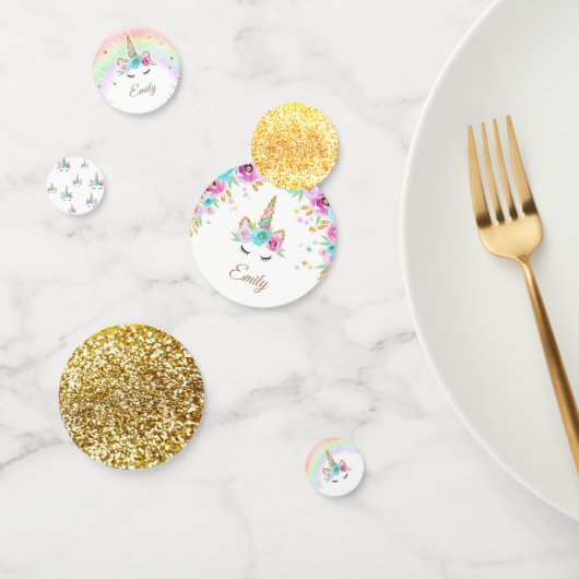 Blumenkonfetti mit Regenbogen und Glitzern Konfetti (Gruppe)