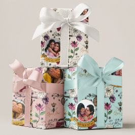 Blumenkönigin, Goldkrone, Blume & Foto Geschenkpapier Set