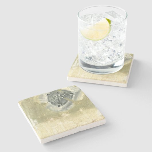 Blumenkopf Abstrakt mit glänzender Textur Steinuntersetzer (Seitenansicht)