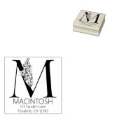 Blumenkopfbrief - M - Rücksendeadresse Monogramm Gummistempel (Stempel)