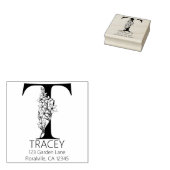 Blumenkopfbrief - T - Rücksendeadresse Monogramm Gummistempel (Stempel)
