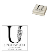 Blumenkopfbrief - U - Rücksendeadresse Monogramm Gummistempel (Stempel)
