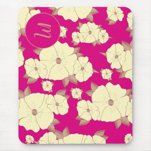 Blumenkopferpastete gelb auf Fuchsienuntergrund Mousepad (Vorne)