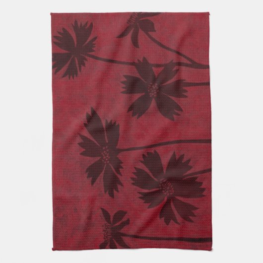 BlumenkopfSilhouetten über den Hintergrund der Kri Handtuch (Vertikal)