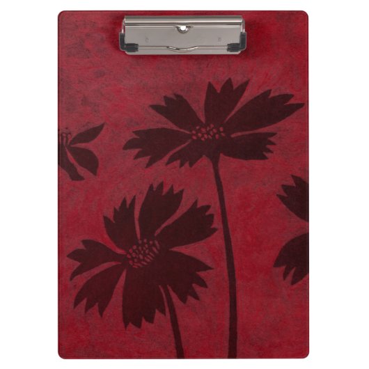 BlumenkopfSilhouetten über den Hintergrund der Kri Klemmbrett (Vorderseite)