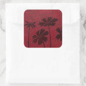 BlumenkopfSilhouetten über den Hintergrund der Kri Quadratischer Aufkleber (Tasche)