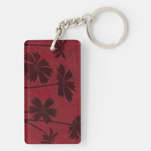 BlumenkopfSilhouetten über den Hintergrund der Kri Schlüsselanhänger (Rückseite)