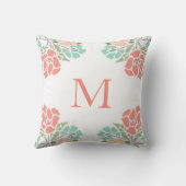 Blumenkoralle und aquamarines kissen (Rückseite)