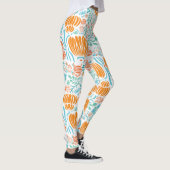 Blumenkorallen Minze Grün Blau Art Deco Muster Leggings (Rechts)
