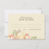 Blumenkorallenpfirsich und Apricot-Hochzeitsreakti Einladung (Vorderseite)