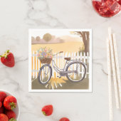 Blumenkorb Fahrrad | Florale Wasserfarbe Serviette (Beispiel)