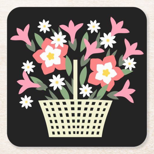 Blumenkorb Rechteckiger Pappuntersetzer (Vorderseite)