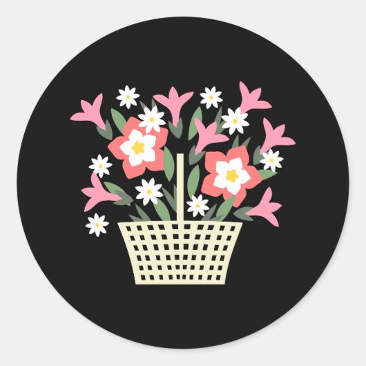 Blumenkorb Runder Aufkleber (Vorderseite)
