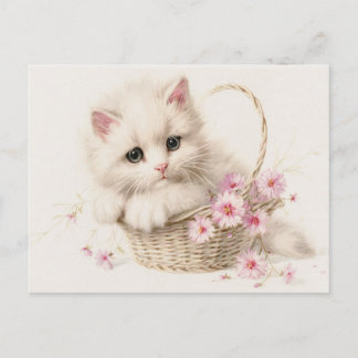 Blumenkörbchen-Kätzchen Danke Postkarte