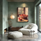 Blumenkörbe von Äpfeln durch Sonnenlicht Poster