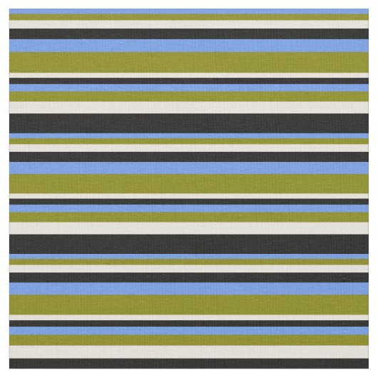 Blumenkornblume Blau, Grün, Beige und Schwarz Stoff (Nahaufnahme)