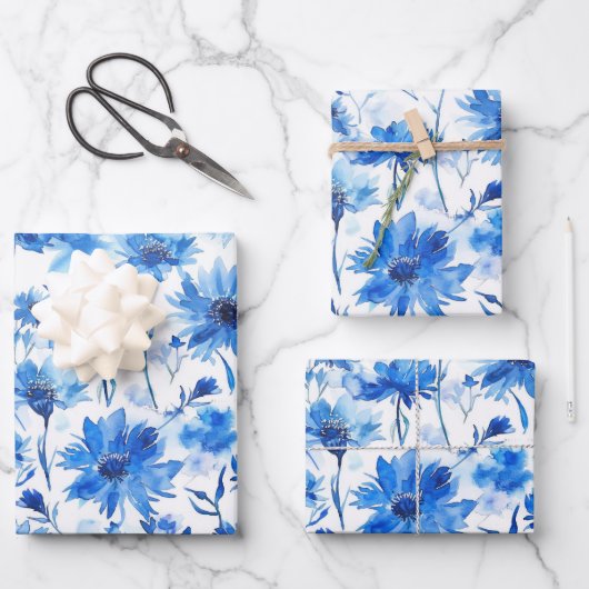 Blumenkornblume Typ Blau Blume Geschenkpapier Set (Vorderseite)